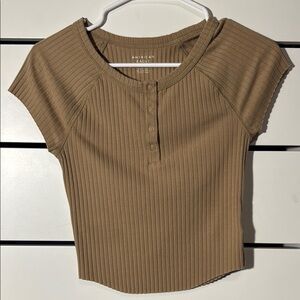 American Eagle Outfitters Tan Ribbed Top